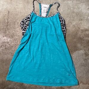 Y2K Victoria’s Secret PINK Teal Leopard Print Women's Tank Top